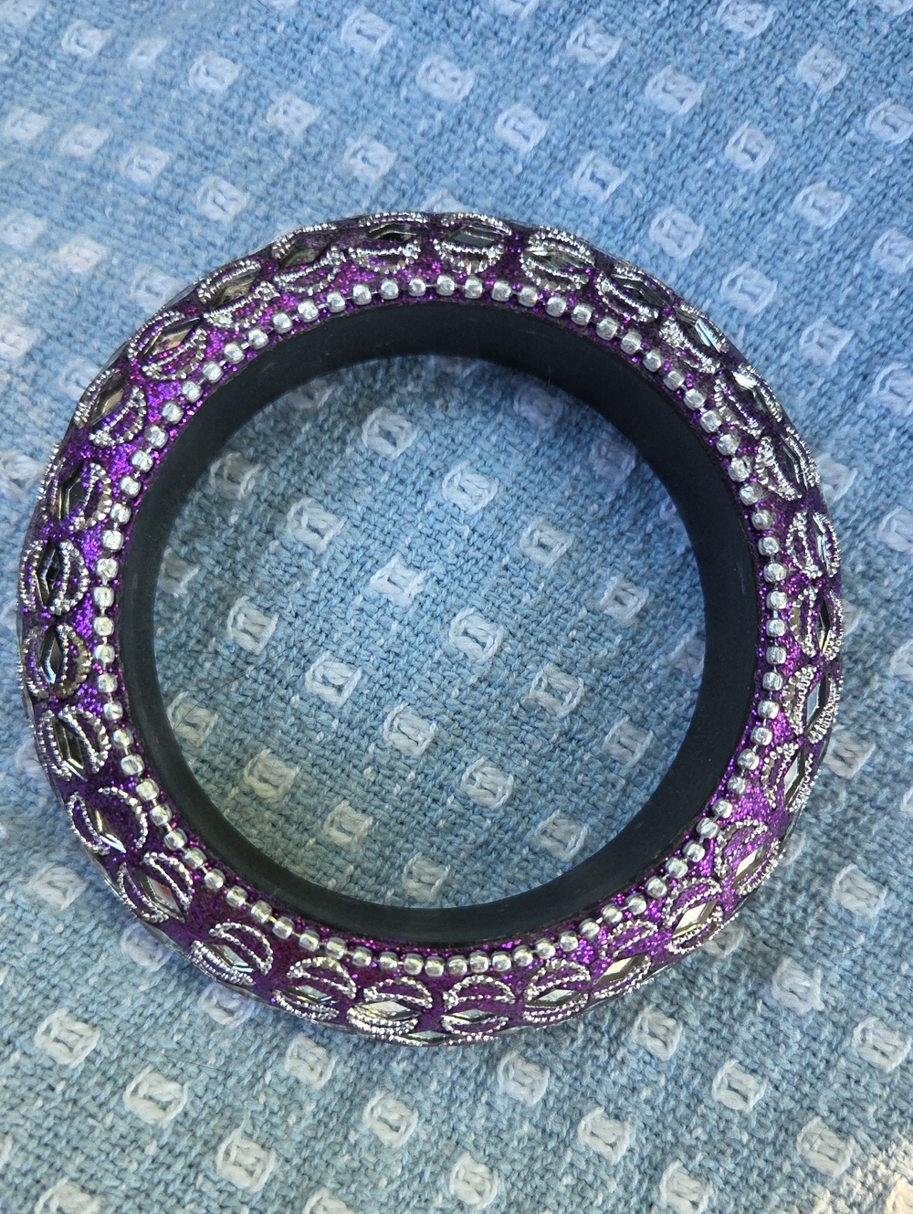 Vintage Rajasthani Lac Purple Bangle. Jaipur Mirror Work Kada. NWOT.